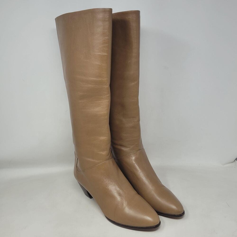Vintage Hana Mackler Boots 8B Beige Leather Riding Equestrian Minimalist 70s 80s